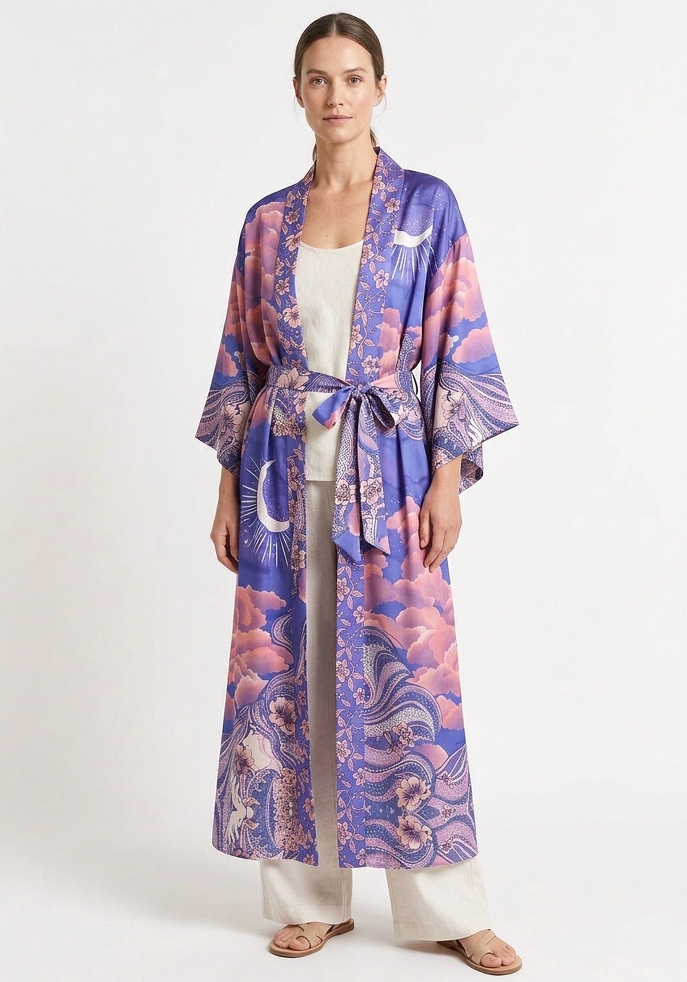 Langer Kimono mit Print
