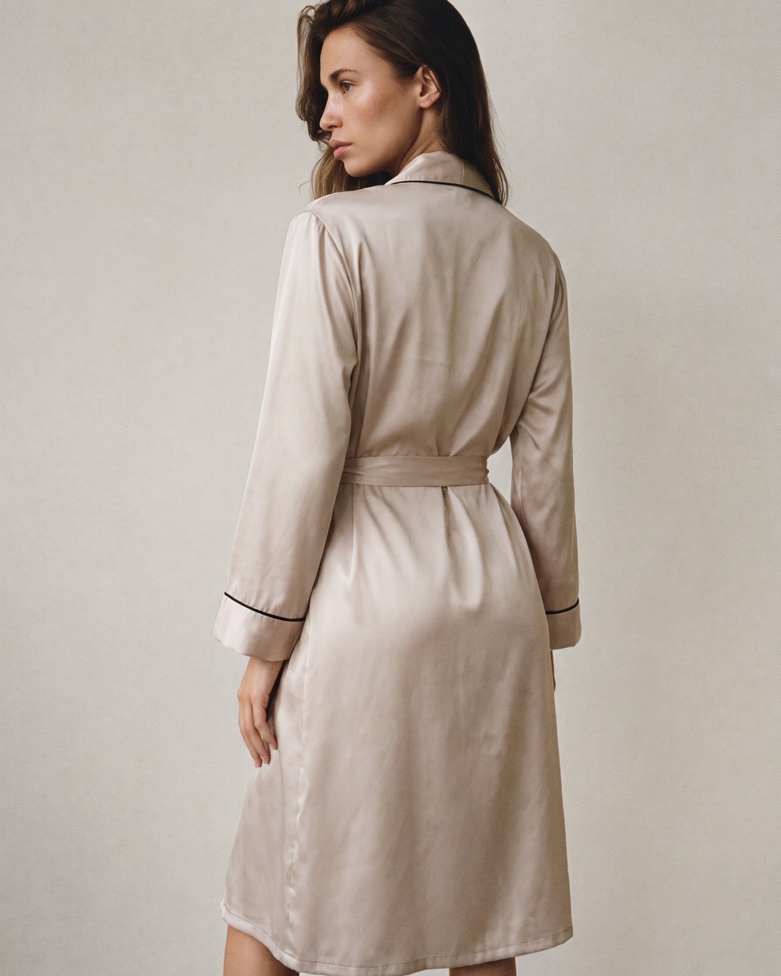 Morgenmantel Damen Lang Satin