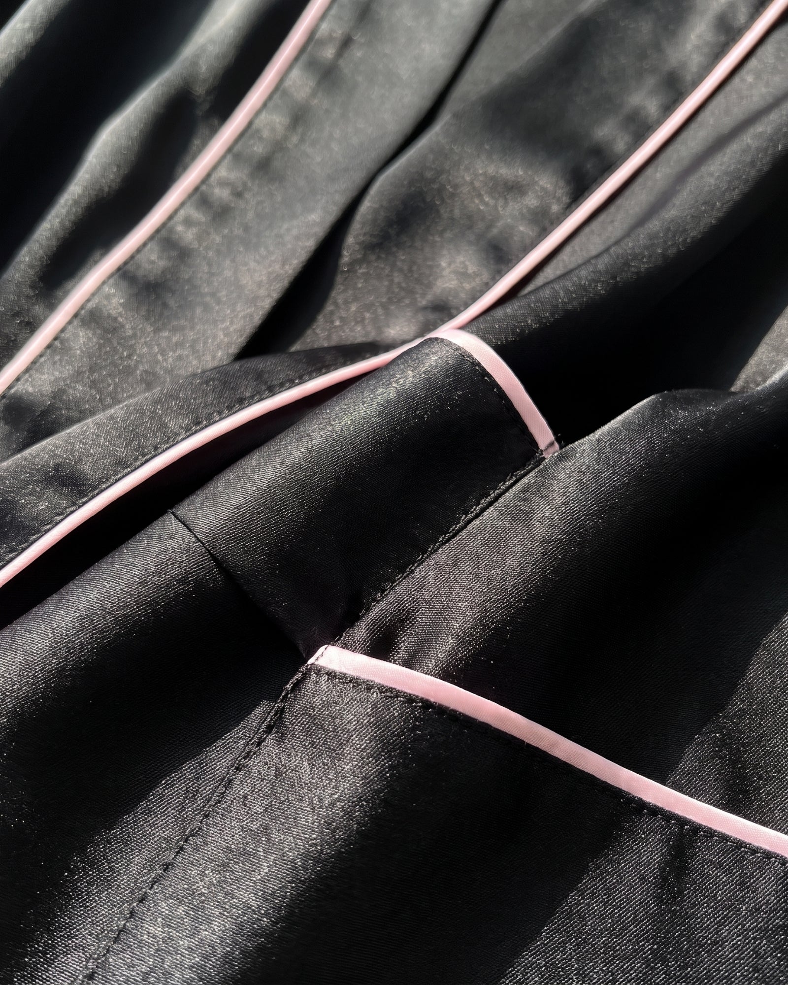 Morgenmantel Damen Satin Schwarz