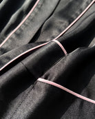 Morgenmantel Damen Satin Schwarz