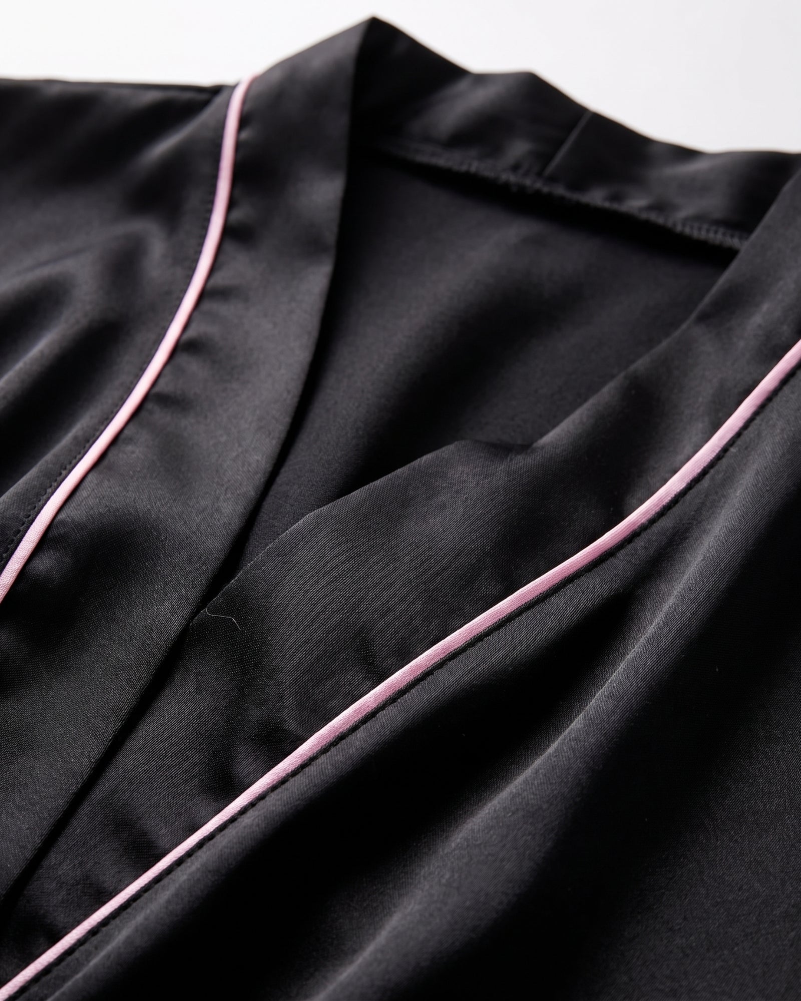 Morgenmantel Damen Satin Schwarz