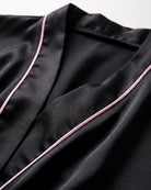 Morgenmantel Damen Satin Schwarz