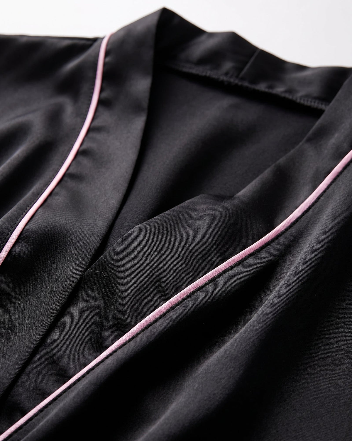 Morgenmantel Damen Satin Schwarz
