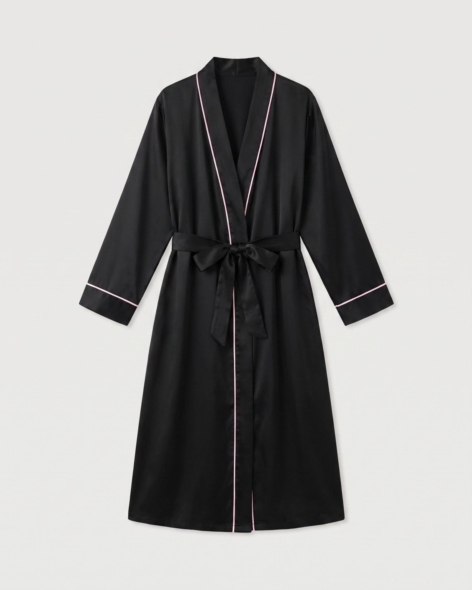 Morgenmantel Damen Satin Schwarz