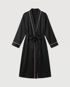 Morgenmantel Damen Satin Schwarz