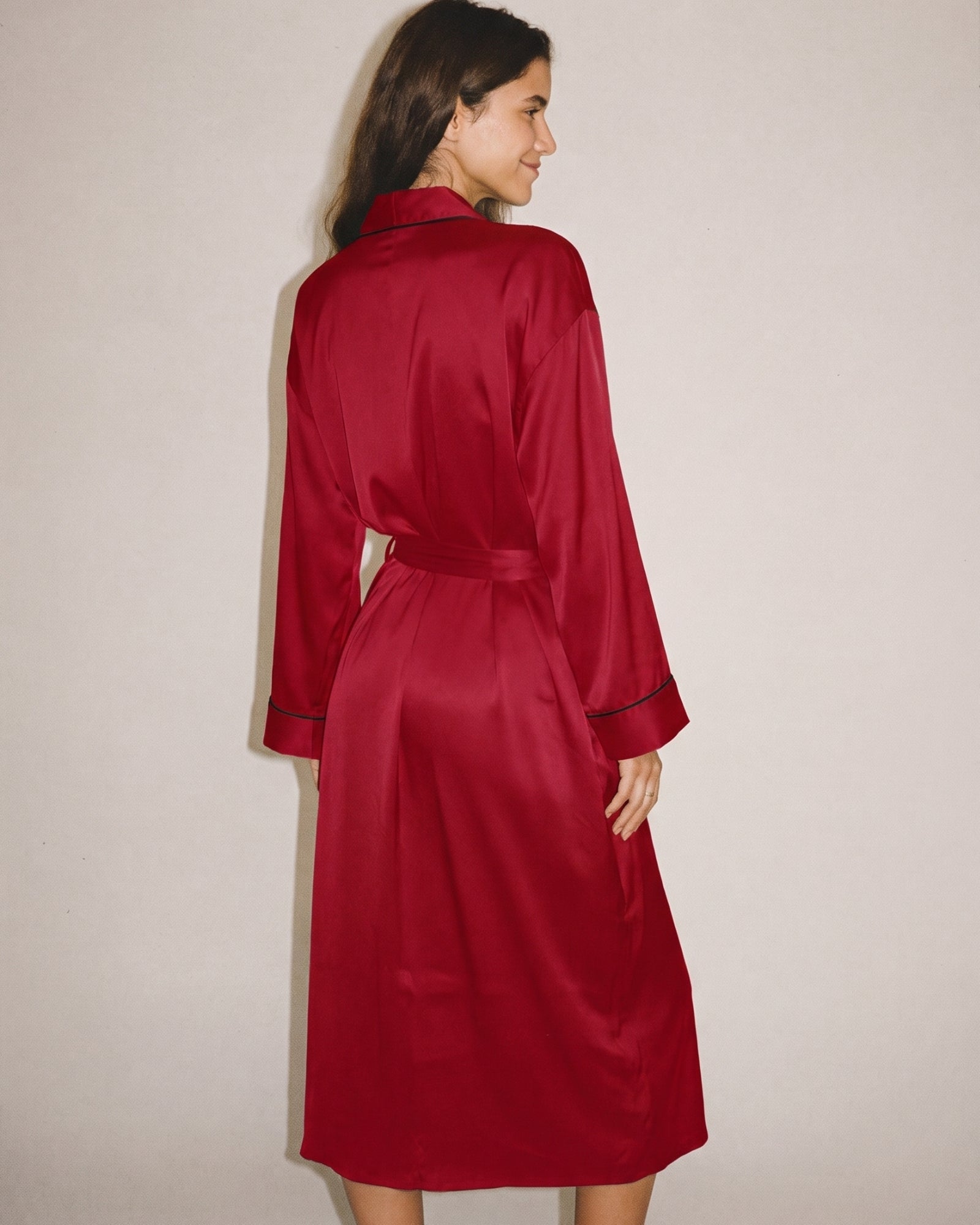 Morgenmantel Rot Satin