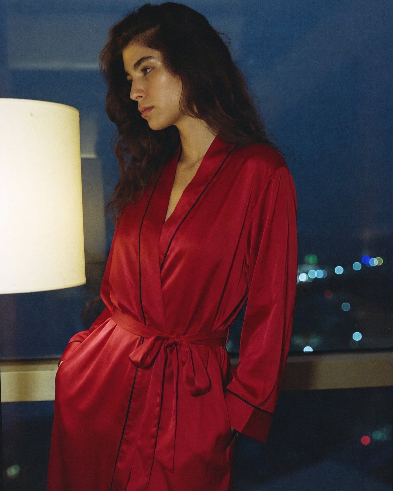 Morgenmantel Rot Satin