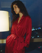 Morgenmantel Rot Satin