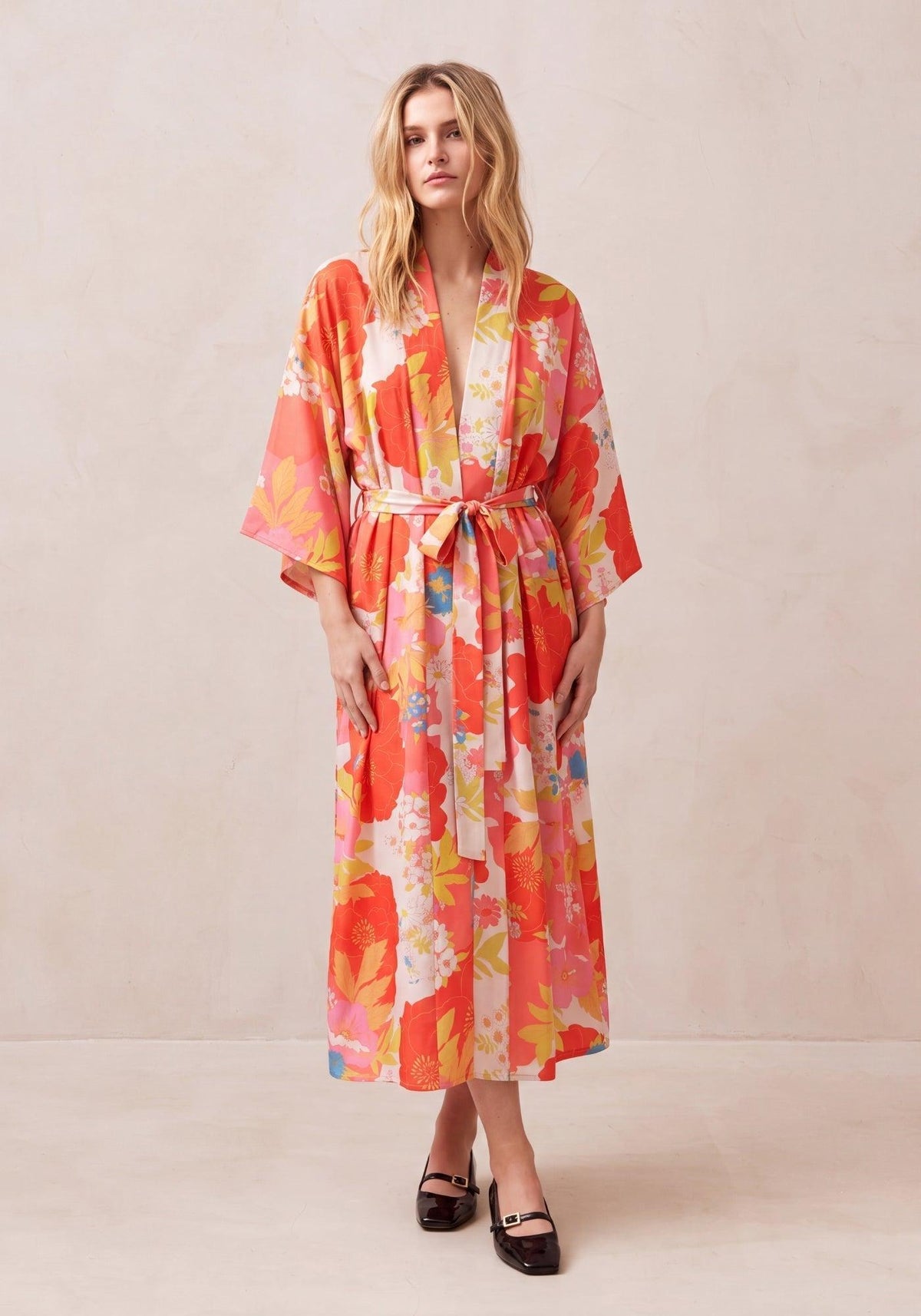 Satin Kimono Damen Lang