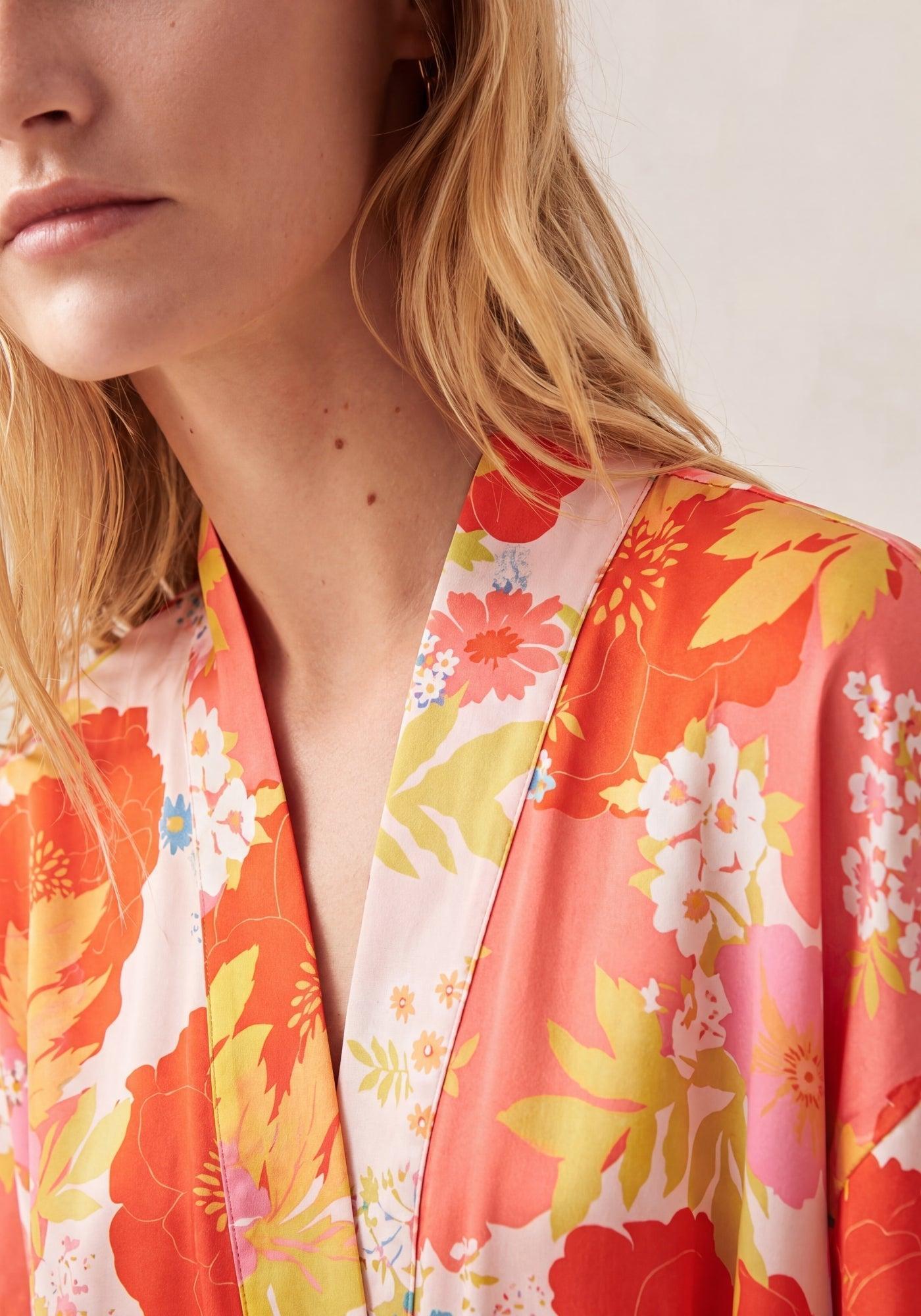 Satin Kimono Damen Lang
