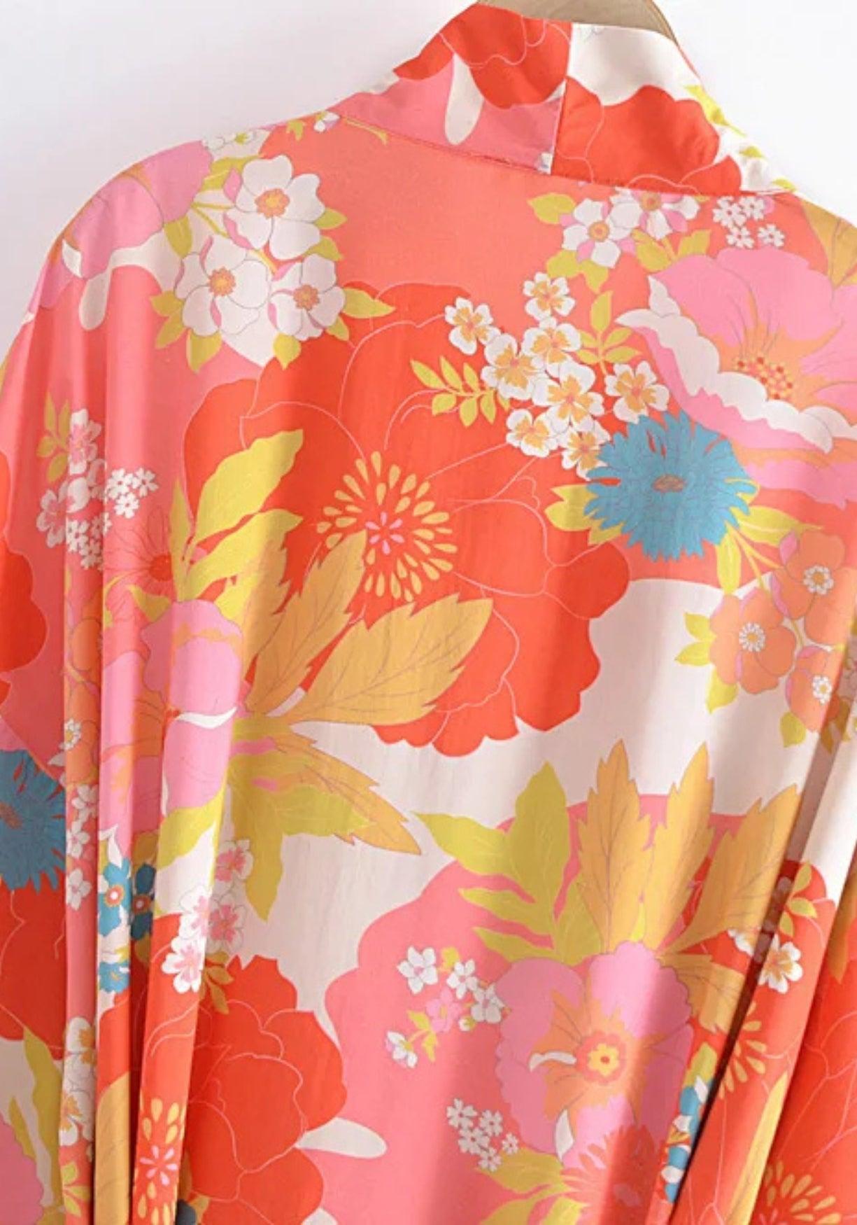 Satin Kimono Damen Lang