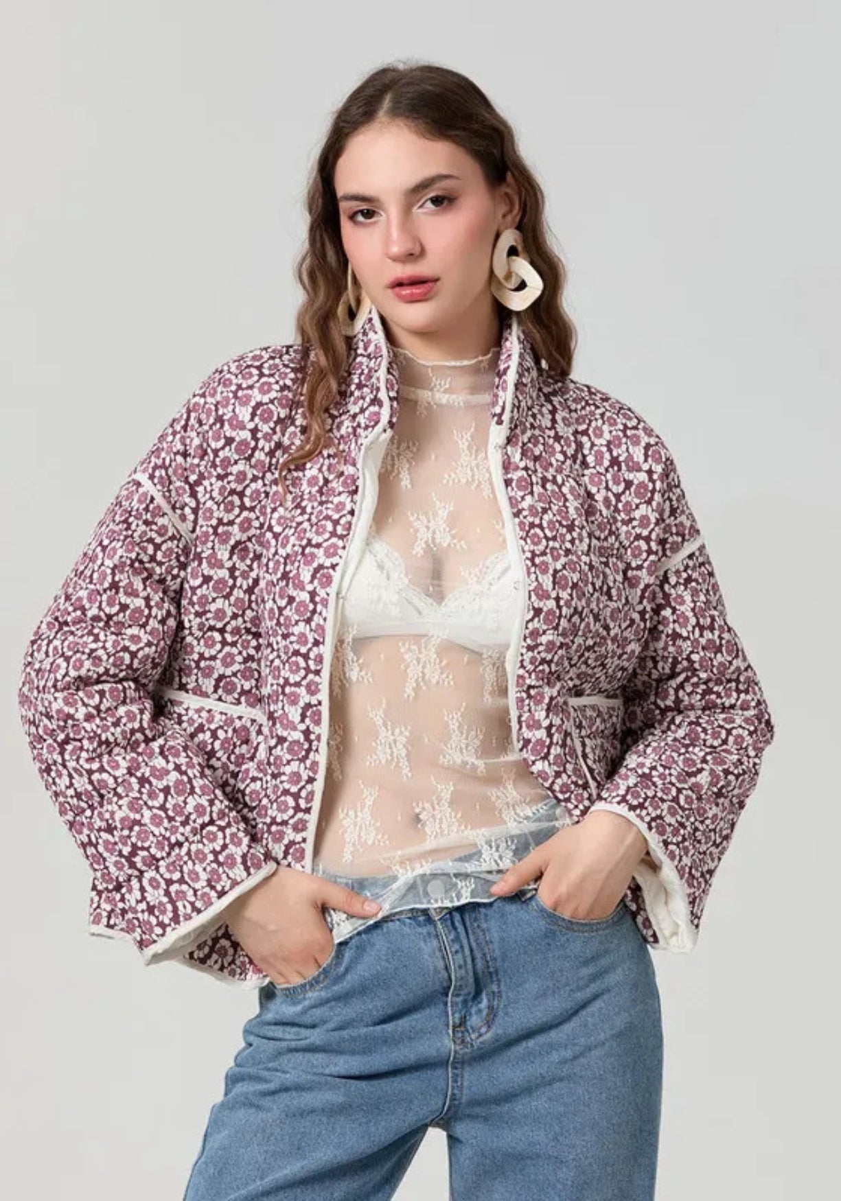 Steppjacke Beere Damen