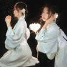 Yukata-Kleid Blumen Grün