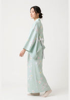 Yukata-Kleid Blumen Grün