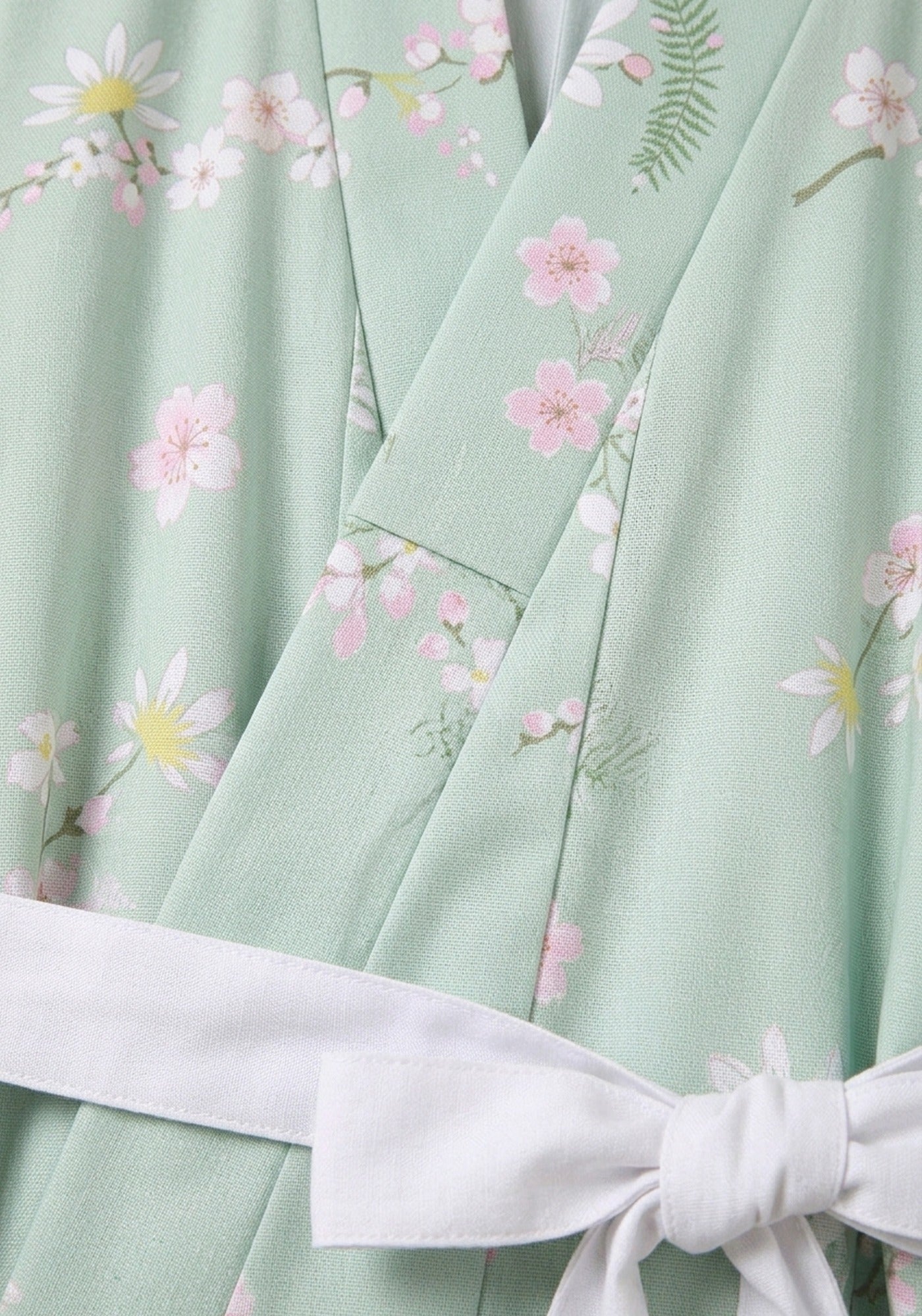 Yukata-Kleid Blumen Grün