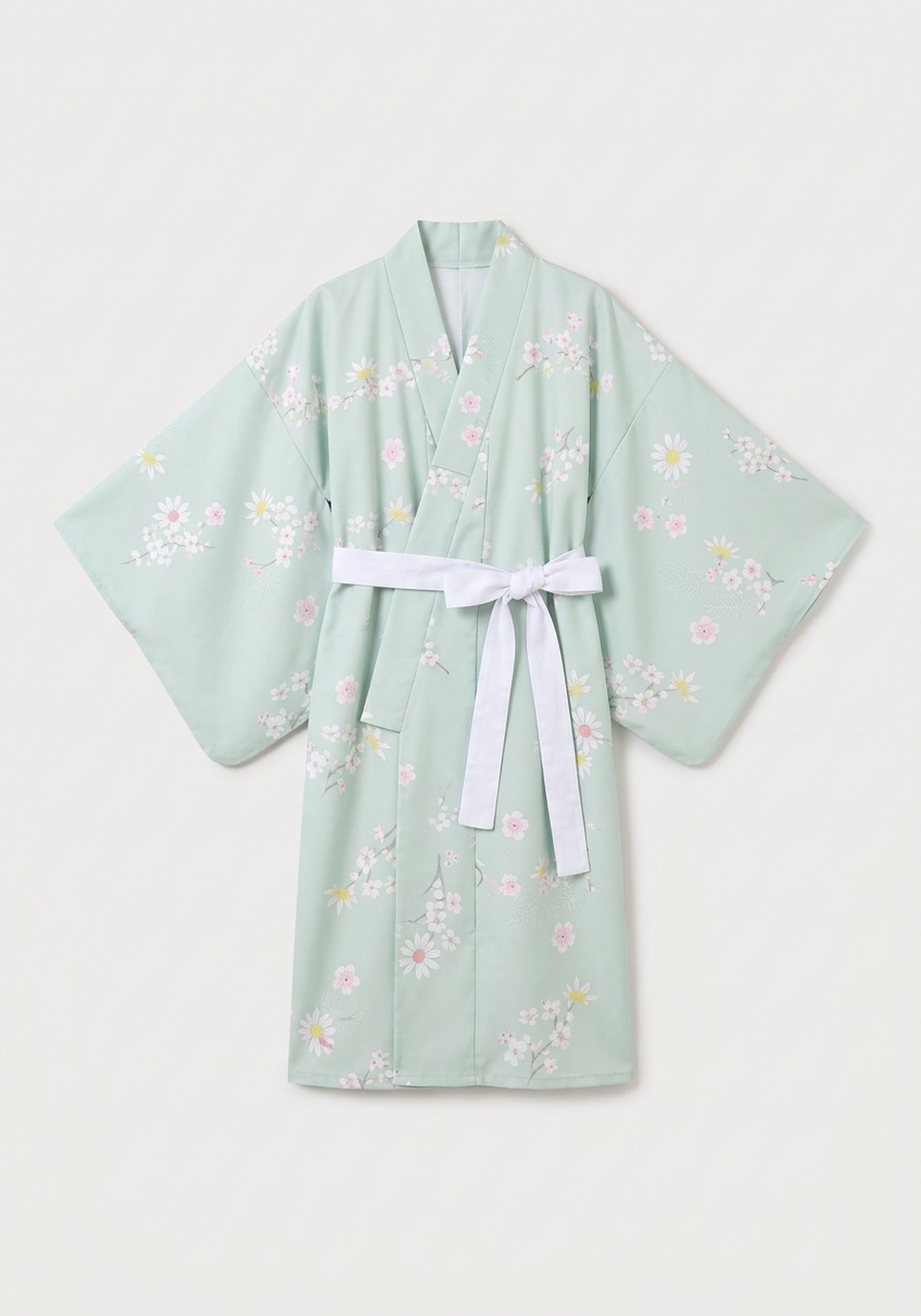 Yukata-Kleid Blumen Grün