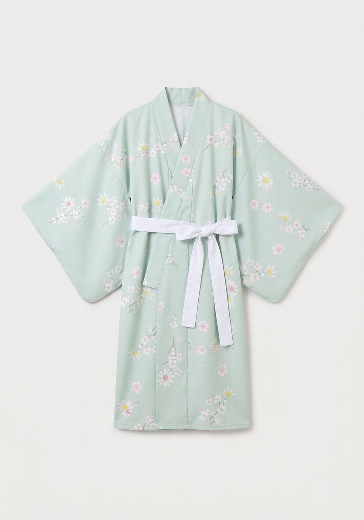 Yukata-Kleid Blumen Grün