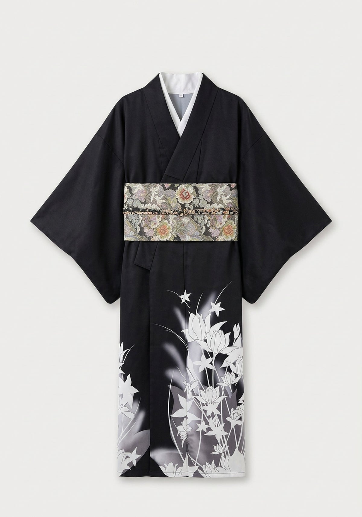 Kimono Schwarz Blumen